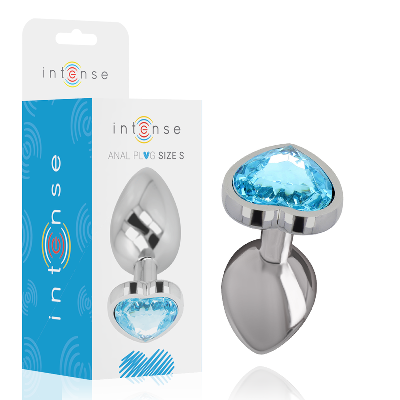 INTENSE - Aluminium-Metall-Analplug, blaues Herz