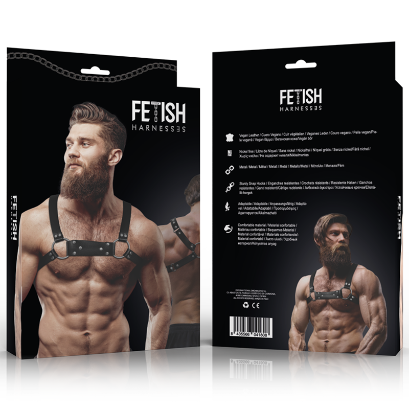 FETISH SUBMISSIVE ATTITUDE - Herren-Brustgurt aus Ökoleder, Bulldogge, Größe M/L