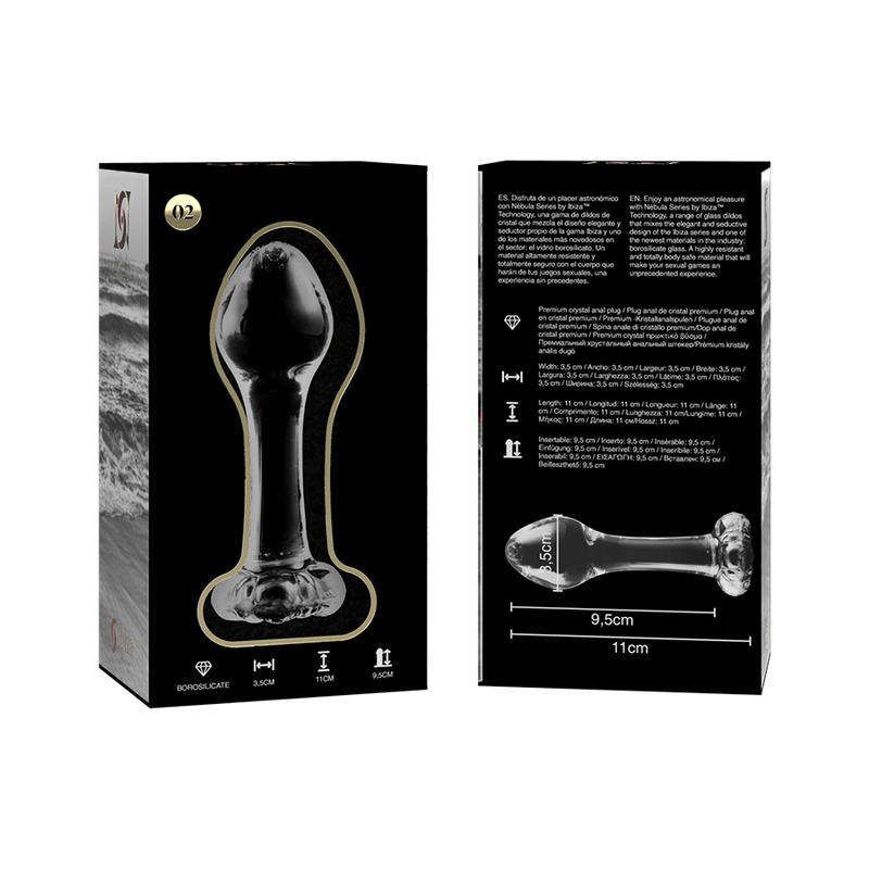 NEBULA SERIES BY IBIZA - MODELL 2 ANALPLUG BOROSILIKATGLAS KLAR 11 CM -O- 3,5 CM