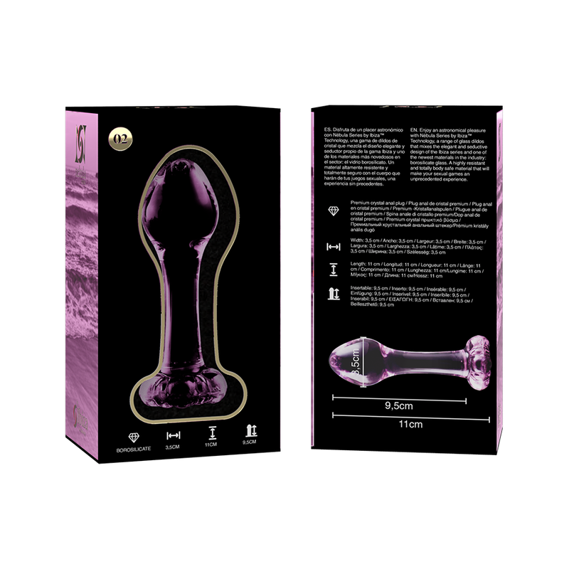 NEBULA SERIES BY IBIZA - MODELL 2 ANALPLUG AUS BOROSILIKATGLAS ROSA 11 CM -O- 3,5 CM