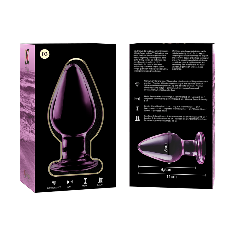 NEBULA SERIES BY IBIZA - MODELL 3 ANALPLUG BOROSILIKATGLAS ROSA 11 CM -O- 5 CM