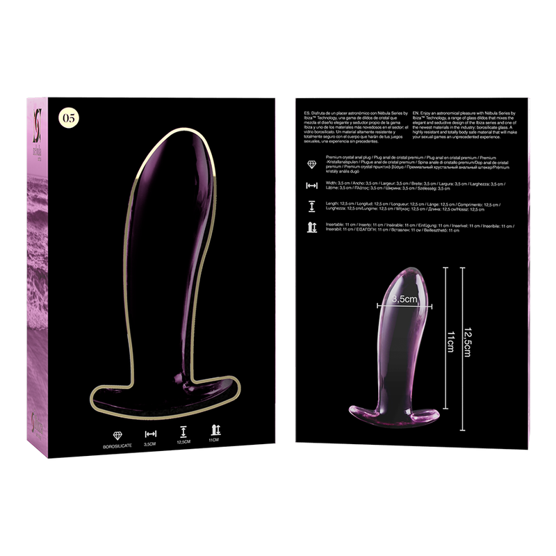 NEBULA SERIES BY IBIZA - MODELL 5 ANALPLUG BOROSILIKATGLAS ROSA 12,5 CM -O- 3,5 CM