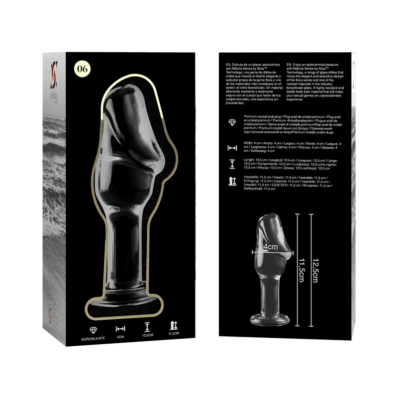 NEBULA SERIES BY IBIZA - MODELL 6 ANALPLUG BOROSILIKATGLAS KLAR 12,5 CM -O- 4 CM