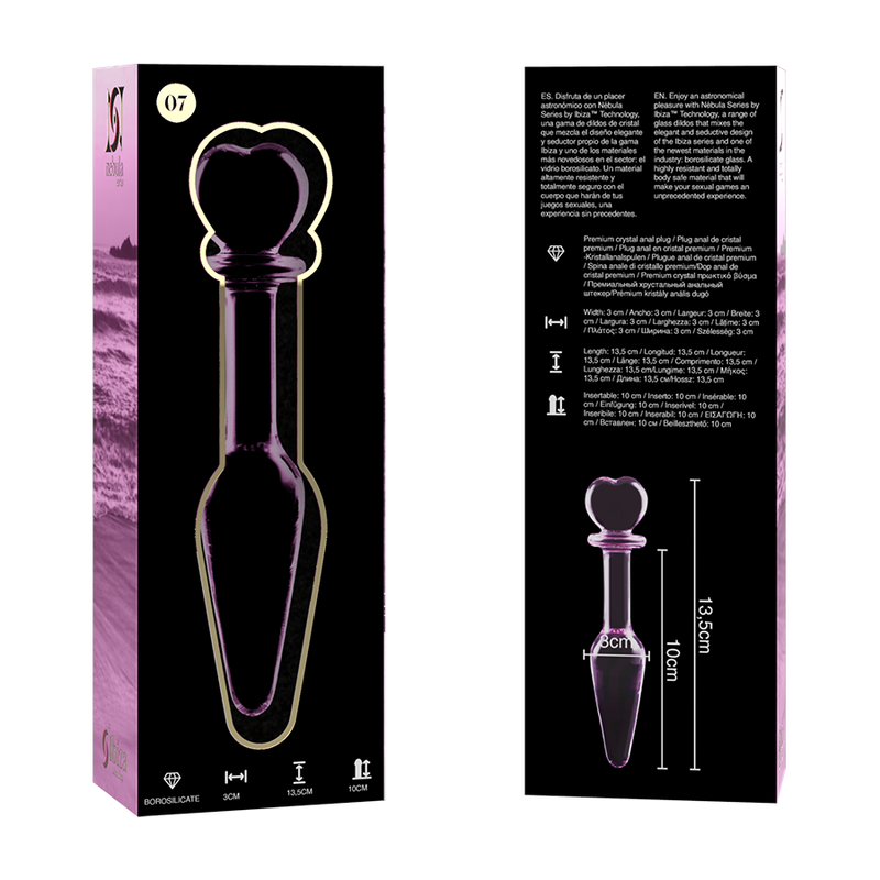 NEBULA SERIES BY IBIZA - MODELL 7 ANALPLUG BOROSILIKATGLAS ROSA 13,5 CM -O- 3 CM