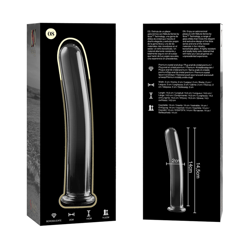 NEBULA SERIES BY IBIZA - MODELL 8 DILDO BOROSILIKATGLAS KLAR 14,5 CM -O- 2 CM