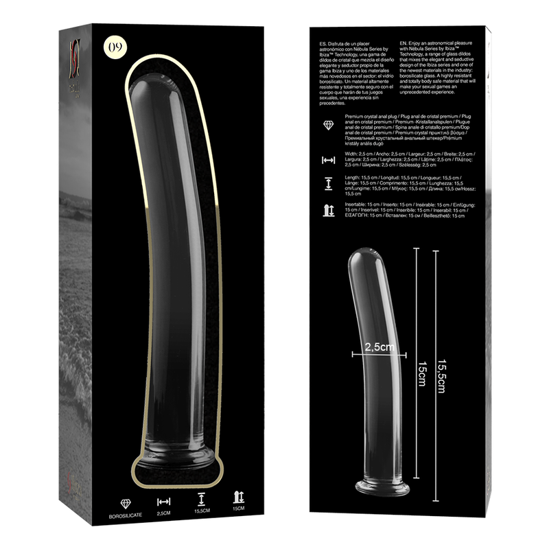 NEBULA SERIES BY IBIZA - MODELL 9 DILDO BOROSILIKATGLAS KLAR 15,5 CM -O- 2,5 CM