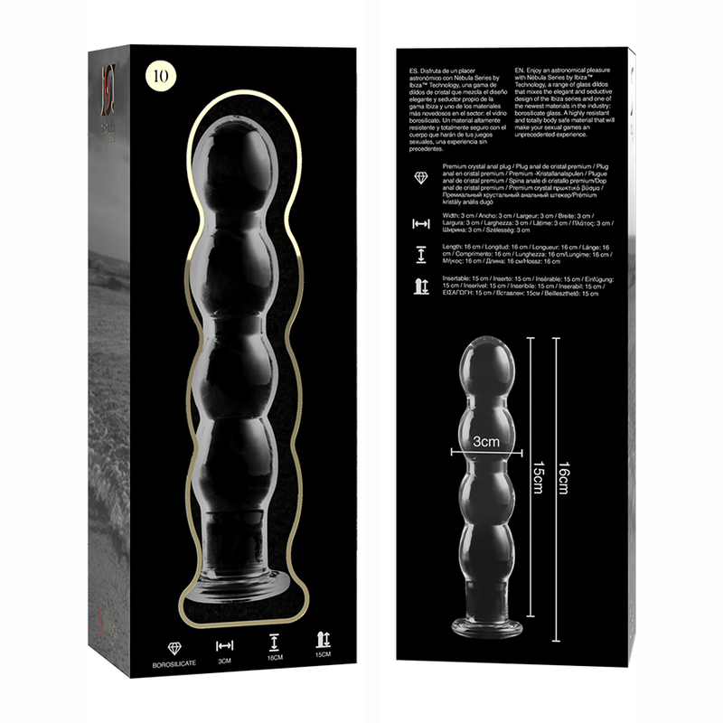 NEBULA SERIES BY IBIZA - MODELL 10 DILDO BOROSILIKATGLAS KLAR 16,5 CM -O- 3,5 CM