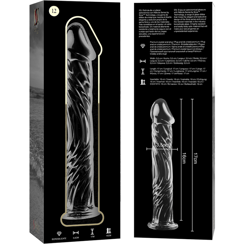 NEBULA SERIES BY IBIZA - MODELL 12 DILDO BOROSILIKATGLAS KLAR 17 CM -O- 3,5 CM