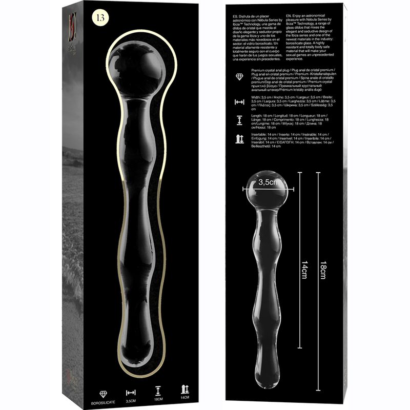 NEBULA SERIES BY IBIZA - MODELL 13 DILDO BOROSILIKATGLAS KLAR 18 CM -O- 3,5 CM