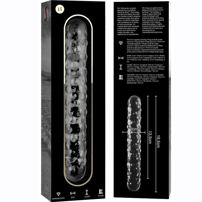 NEBULA SERIES BY IBIZA - MODELL 15 DILDO BOROSILIKATGLAS KLAR 18,5 CM -O- 3 CM