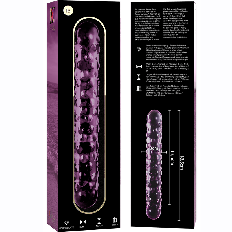 NEBULA SERIES BY IBIZA - MODELL 15 DILDO AUS BOROSILIKATGLAS ROSA 18,5 CM -O- 3 CM