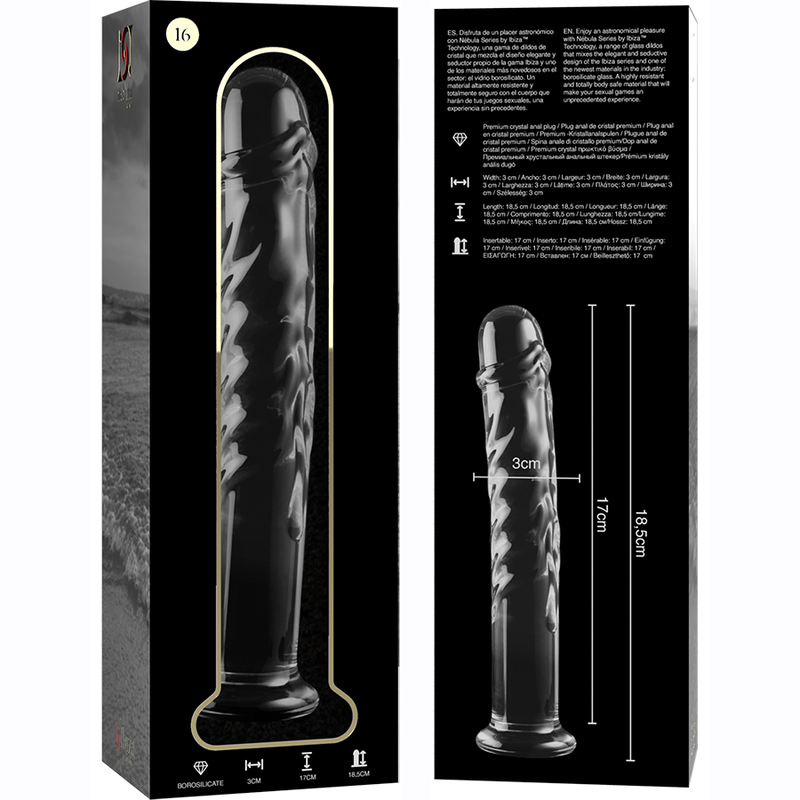 NEBULA SERIES BY IBIZA - MODELL 16 DILDO BOROSILIKATGLAS KLAR 18,5 CM -O- 3 CM