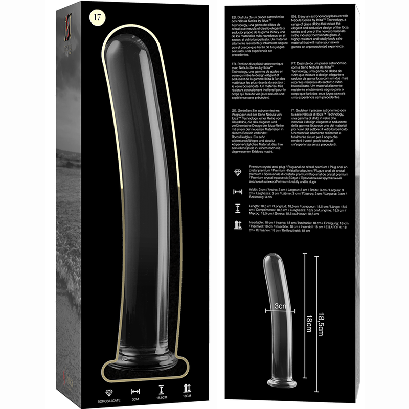NEBULA SERIES BY IBIZA - MODELL 17 DILDO BOROSILIKATGLAS KLAR 18,5 CM -O- 3 CM