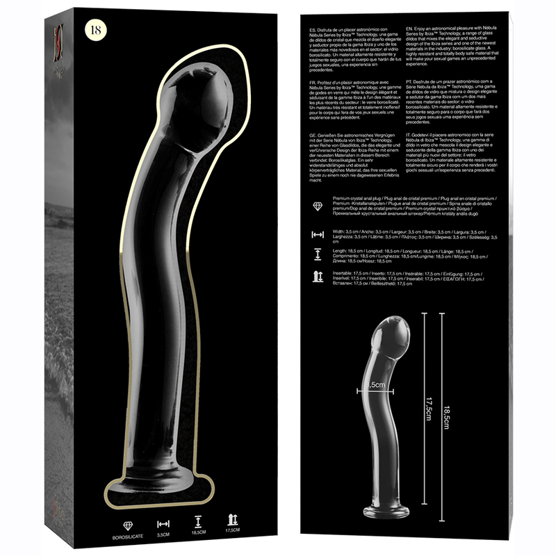 NEBULA SERIES BY IBIZA - MODELL 18 DILDO BOROSILIKATGLAS KLAR 18,5 CM -O- 3,5 CM