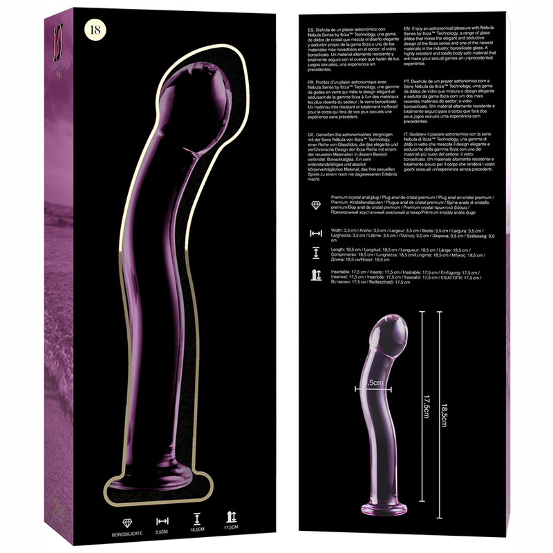 NEBULA SERIES BY IBIZA - MODELL 18 DILDO BOROSILIKATGLAS ROSA 18,5 CM -O- 3,5 CM