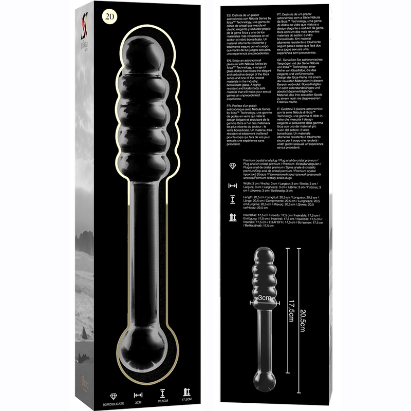NEBULA SERIES BY IBIZA - MODELL 20 DILDO BOROSILIKATGLAS KLAR 20,5 CM -O- 3 CM