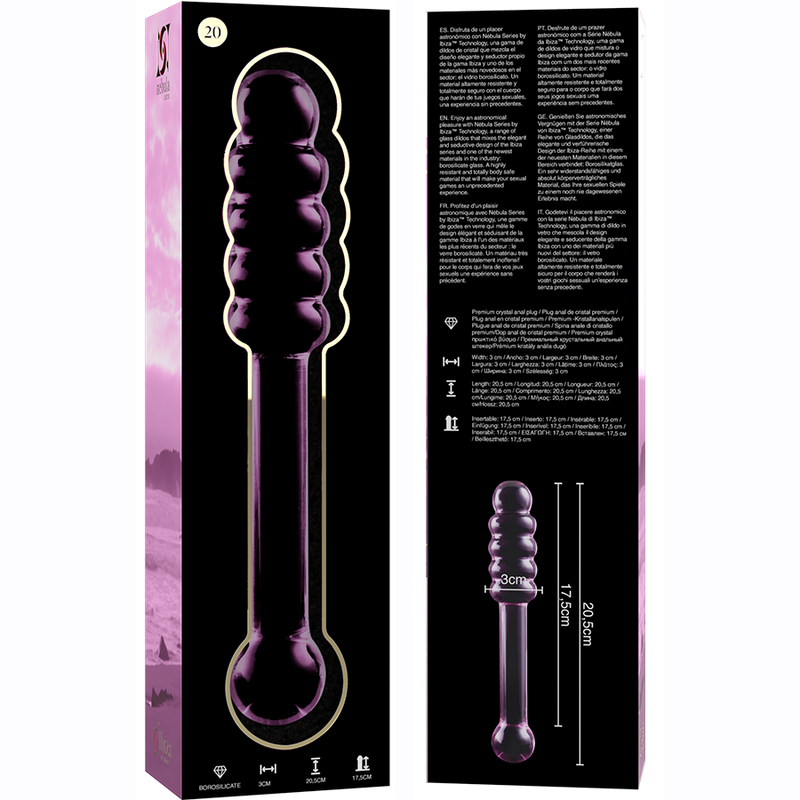 NEBULA SERIES BY IBIZA - MODELL 20 DILDO BOROSILIKATGLAS ROSA 20,5 CM -O- 3 CM