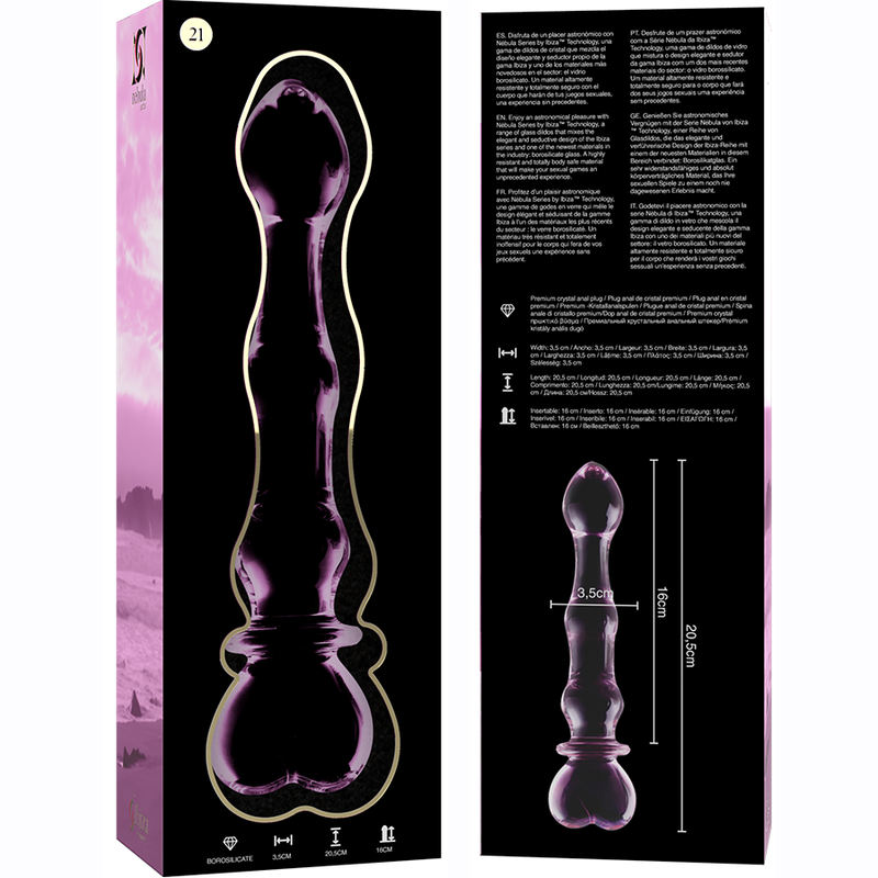 NEBULA SERIES BY IBIZA - MODELL 21 DILDO AUS BOROSILIKATGLAS ROSA 20,5 CM -O- 3,5 CM