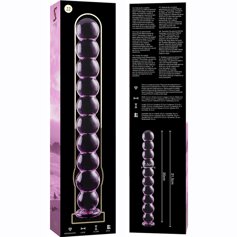 NEBULA SERIES BY IBIZA - MODELL 22 DILDO BOROSILIKATGLAS ROSA 21,5 CM -O- 2,5 CM