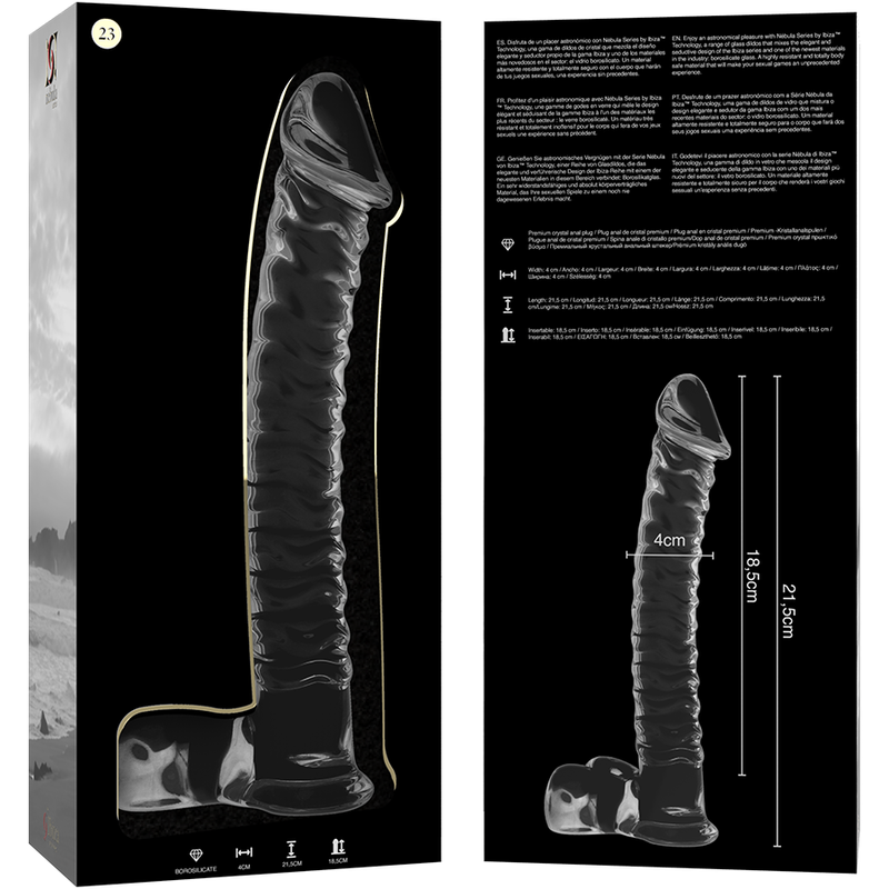 NEBULA SERIES BY IBIZA - MODELL 23 DILDO AUS BOROSILIKATGLAS KLAR 21,5 CM -O- 4 CM