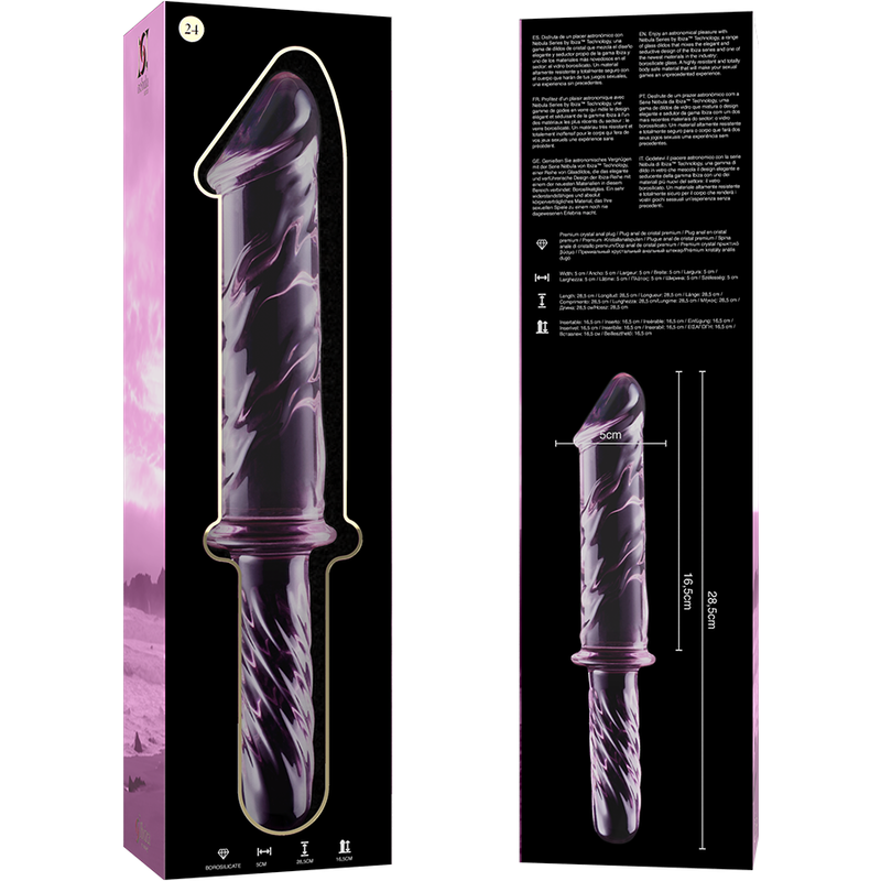 NEBULA SERIES BY IBIZA - MODELL 24 DILDO BOROSILIKATGLAS ROSA 28,5 CM -O- 5 CM