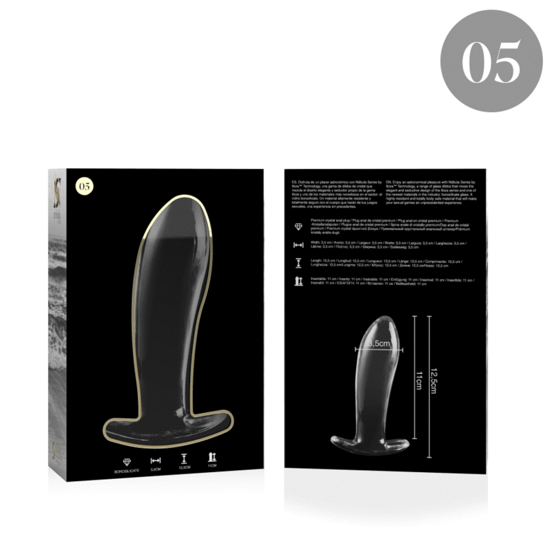 NEBULA SERIES BY IBIZA - MODELL 5 ANALPLUG BOROSILIKATGLAS KLAR 12,5 CM -O- 3,5 CM