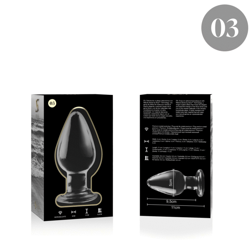 NEBULA SERIES BY IBIZA - MODELL 3 ANALPLUG AUS BOROSILIKATGLAS TRANSPARENT 11 CM -O- 5 CM
