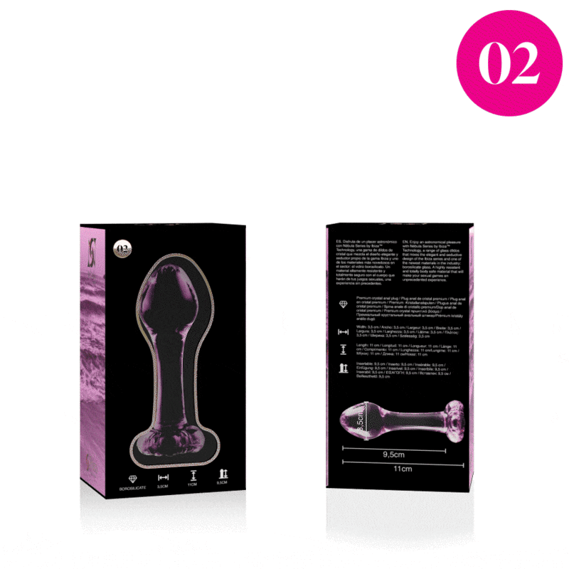NEBULA SERIES BY IBIZA - MODELL 2 ANALPLUG AUS BOROSILIKATGLAS ROSA 11 CM -O- 3,5 CM