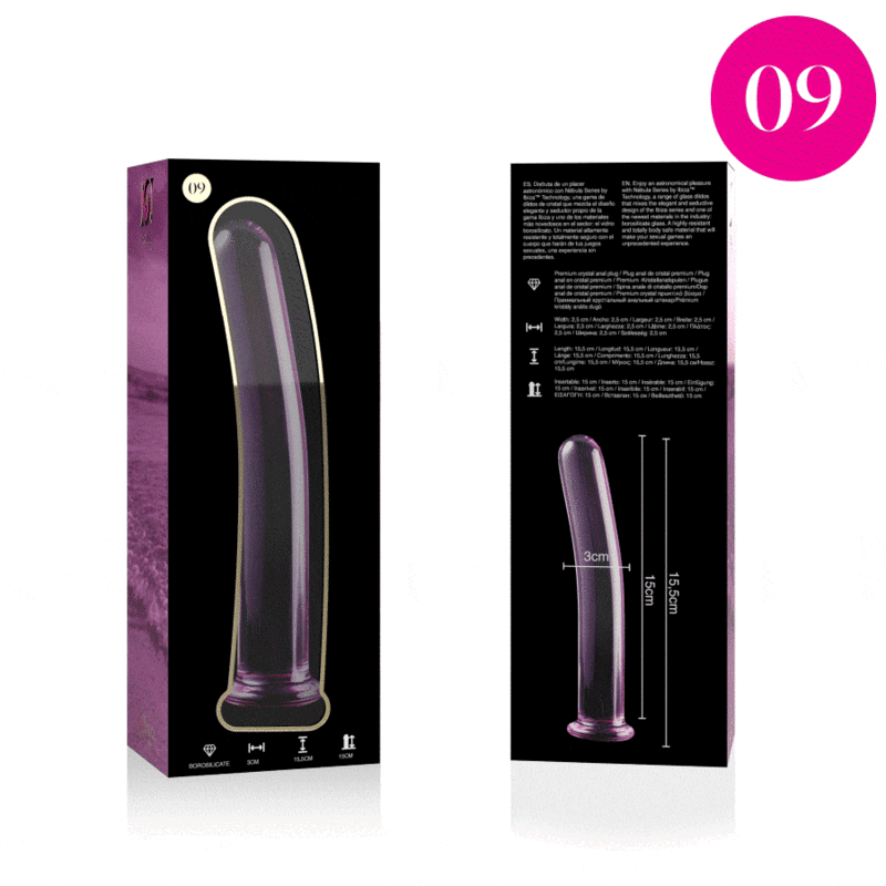 NEBULA SERIES BY IBIZA - MODELL 9 DILDO BOROSILIKATGLAS ROSA 15,5 CM -O- 2,5 CM