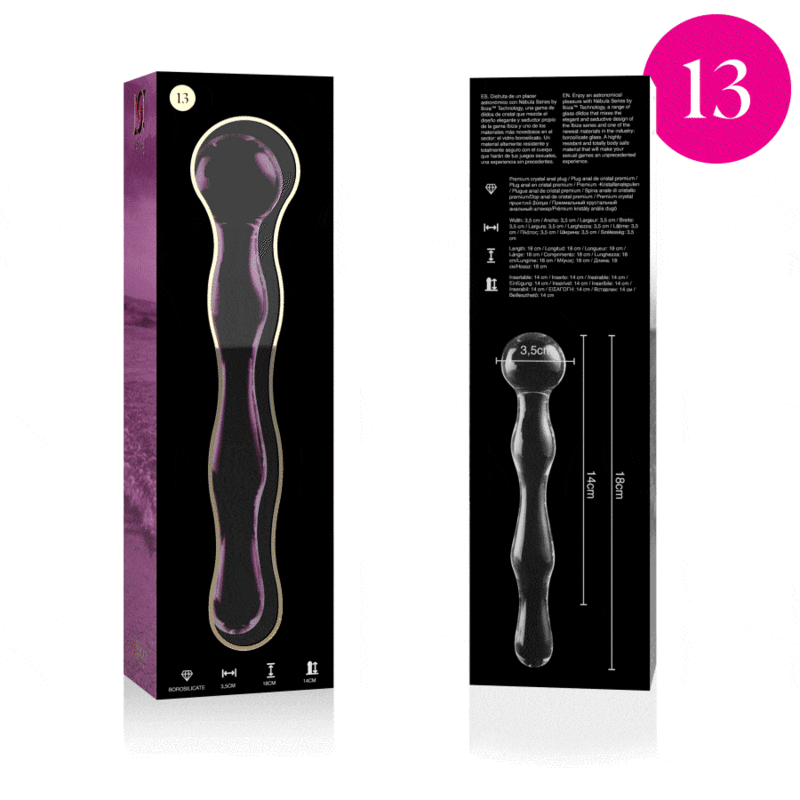 NEBULA SERIES BY IBIZA - MODELL 13 DILDO BOROSILIKATGLAS ROSA 18 CM -O- 3,5 CM
