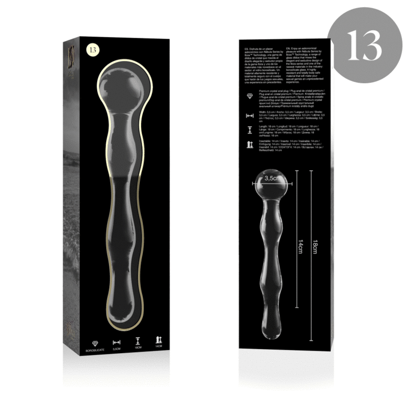 NEBULA SERIES BY IBIZA - MODELL 13 DILDO BOROSILIKATGLAS KLAR 18 CM -O- 3,5 CM