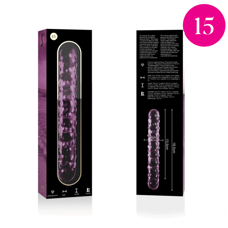 NEBULA SERIES BY IBIZA - MODELL 15 DILDO AUS BOROSILIKATGLAS ROSA 18,5 CM -O- 3 CM