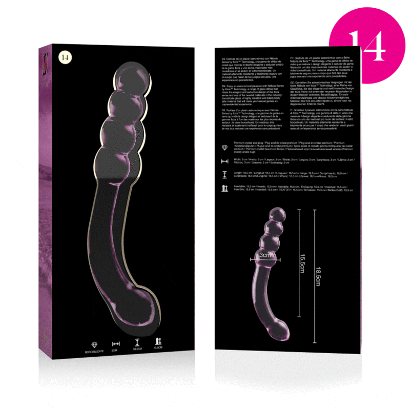 NEBULA SERIES BY IBIZA - MODELL 14 DILDO BOROSILIKATGLAS ROSA 18,5 CM -O- 3 CM