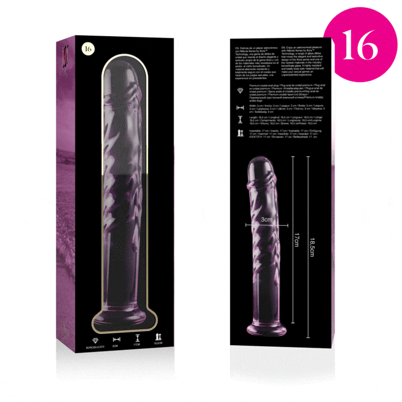 NEBULA SERIES BY IBIZA - MODELL 16 DILDO AUS BOROSILIKATGLAS ROSA 18,5 CM -O- 3 CM