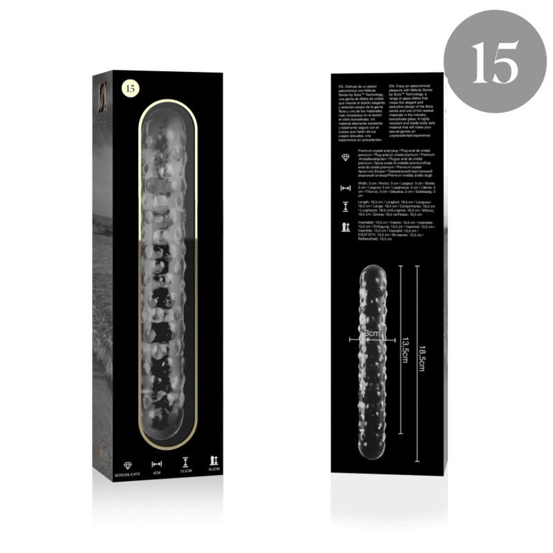 NEBULA SERIES BY IBIZA - MODELL 15 DILDO BOROSILIKATGLAS KLAR 18,5 CM -O- 3 CM