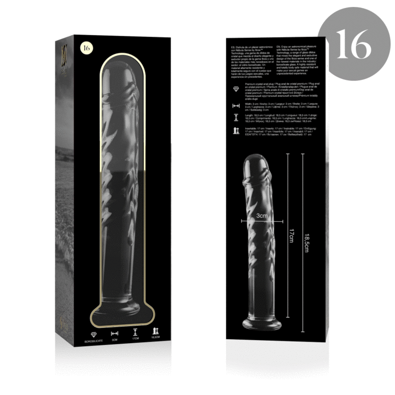 NEBULA SERIES BY IBIZA - MODELL 16 DILDO BOROSILIKATGLAS KLAR 18,5 CM -O- 3 CM