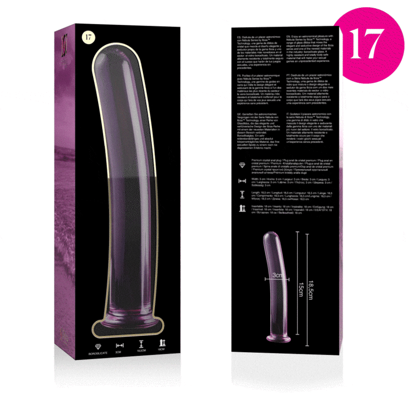 NEBULA SERIES BY IBIZA - MODELL 17 DILDO BOROSILIKATGLAS ROSA 18,5 CM -O- 3 CM