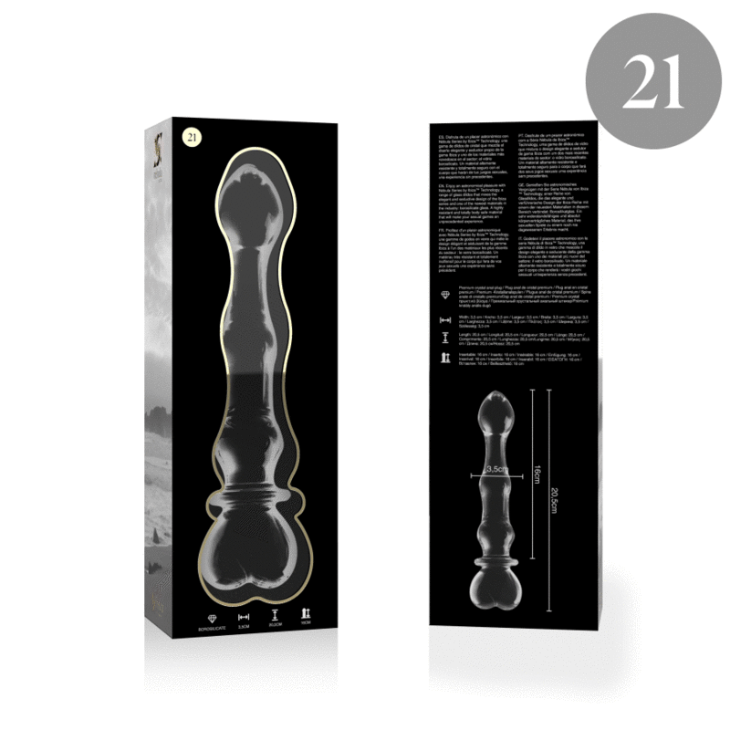 NEBULA SERIES BY IBIZA - MODELL 21 DILDO BOROSILIKATGLAS KLAR 20,5 CM -O- 3,5 CM