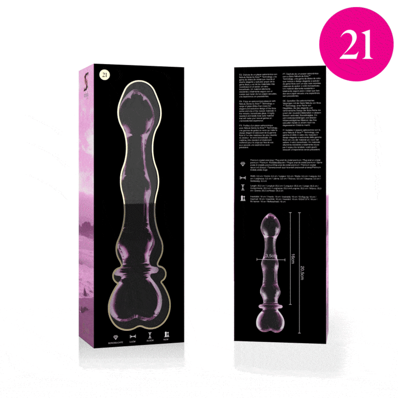 NEBULA SERIES BY IBIZA - MODELL 21 DILDO AUS BOROSILIKATGLAS ROSA 20,5 CM -O- 3,5 CM
