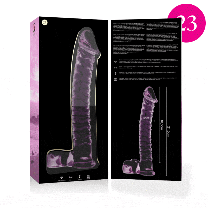 NEBULA SERIES BY IBIZA - MODELL 23 DILDO BOROSILIKATGLAS ROSA 21,5 CM -O- 4 CM