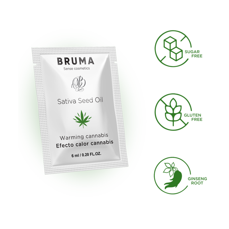BRUMA - SATIVA-SAMENÖL-GLEITGEL MIT WÄRMENDEN CANNABISGESCHMACK 6 ml