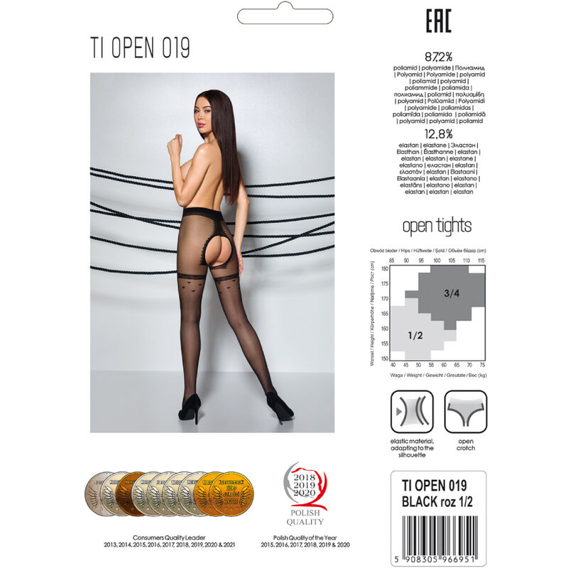PASSION - TIOPEN 019 Schwarze Strumpfhose 3/4 20 DEN