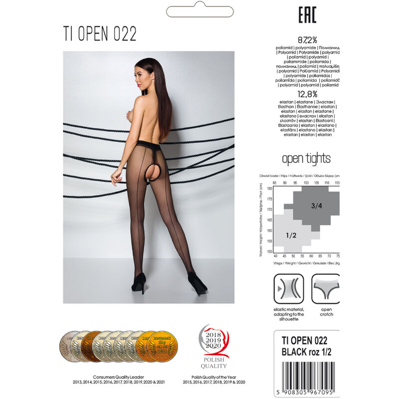 PASSION - TIOPEN 022 Schwarze Strumpfhose 3/4 20 DEN