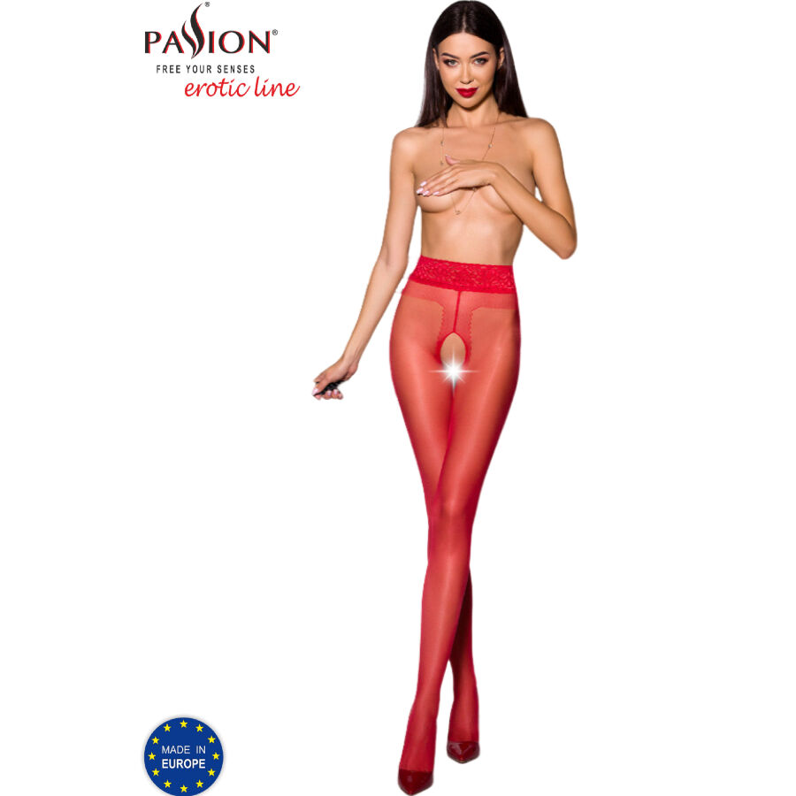 PASSION - TIOPEN 001 Rote Strumpfhose 3/4 20 DEN
