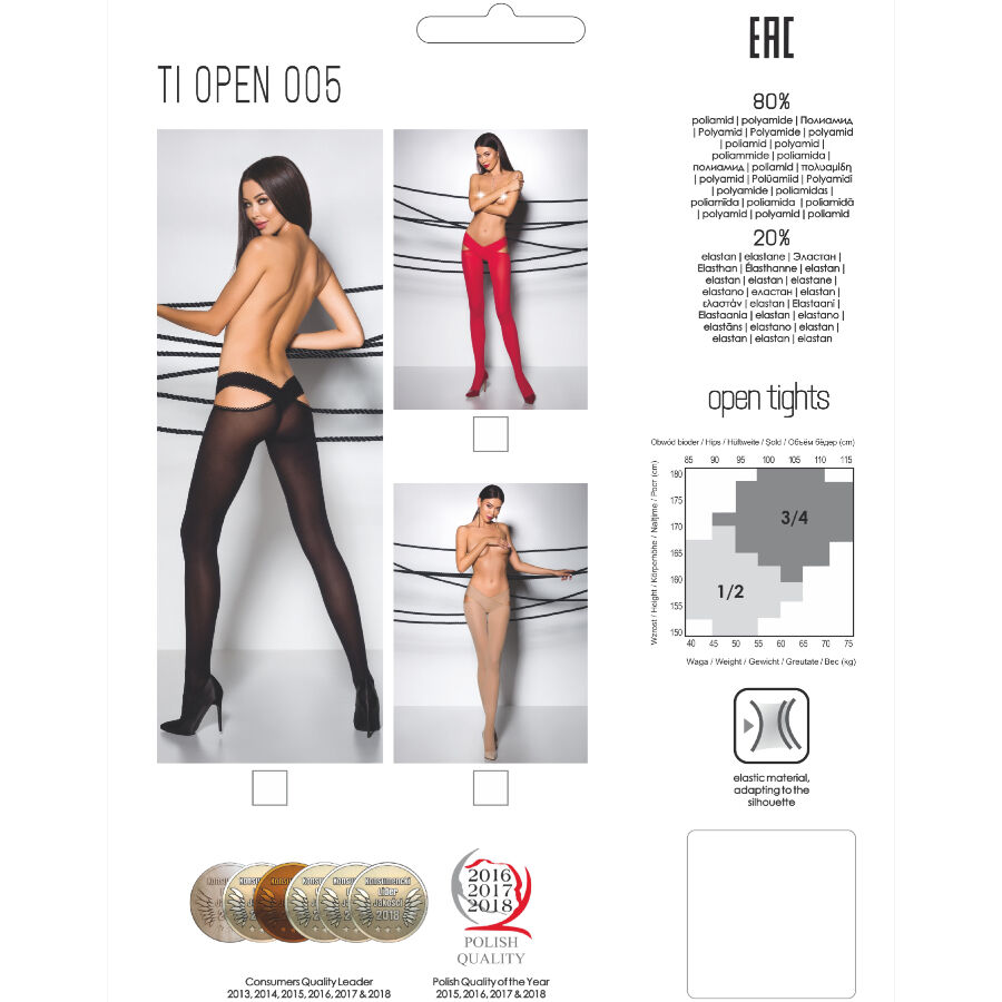PASSION - TIOPEN 005 Schwarze Strumpfhose 1/2 60 DEN