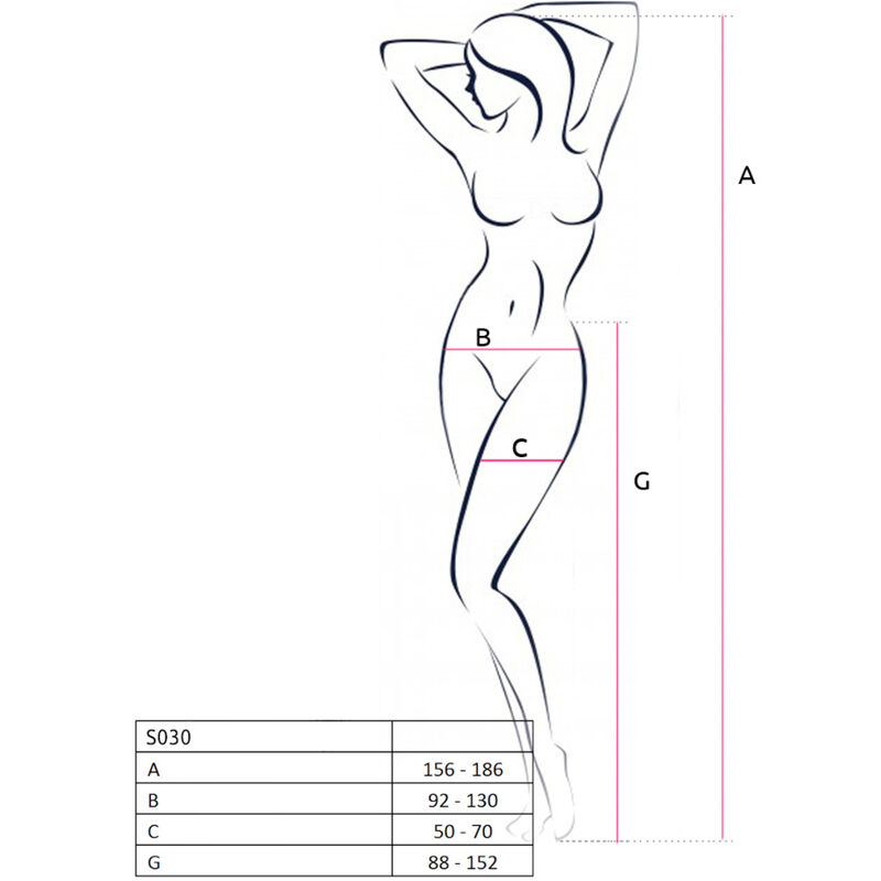 PASSION - S030 Strumpfhose mit schwarzem Garter, eine Größe