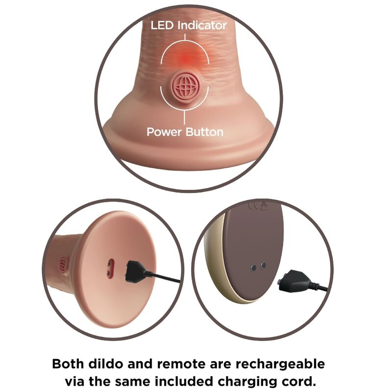 KING COCK - ELITE realistischer Dildo Vibrator mit Silikon-Fernbedienung 23 cm