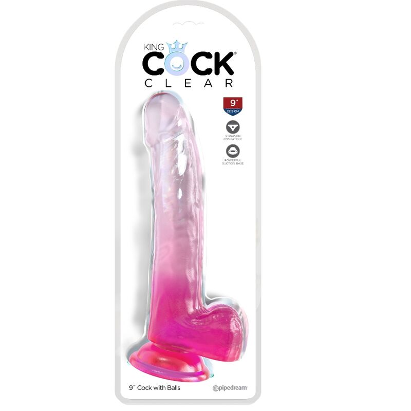 KING COCK - Clear Dildo mit Hoden 20,3 cm Rosa