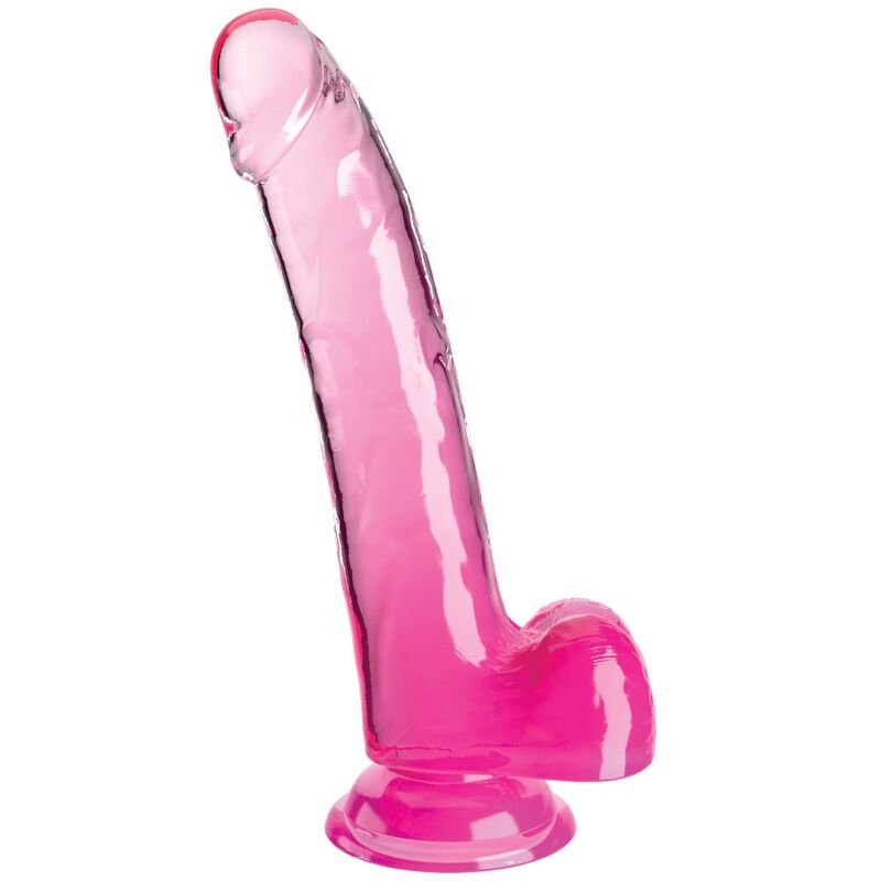 KING COCK - Clear Dildo mit Hoden 20,3 cm Rosa