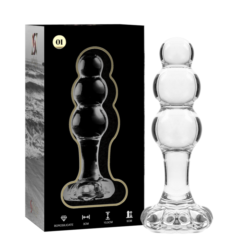NEBULA SERIES BY IBIZA - Modell 1 Stecker aus Borosilikatglas, transparent, 10,5 cm -O- 3 cm